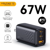 [Moedas R$ 35,38] Volme 67w usb c carregador de parede gan compacto e dobrável carregamento rápido