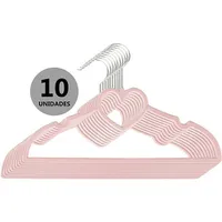 Conjunto de Cabide Aveludado Infantil Rosa 10 Cabides - Orb | R$30