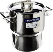 Cuscuzeira Tramontina Brava Em Aço Inox Com Alças E Tampa 14 Cm 2, 1 L Tramontina Inox Cuscuzeira Aco Inox Brava