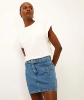 Saia curta jeans com cinto azul - 36 e 38