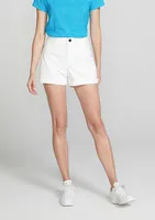 Shorts Básico Feminino Cintura Alta Em Sarja - Branco