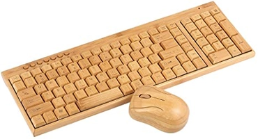 Teclado de Computador De Bambu Sem Fio and Play Amarelo R$250