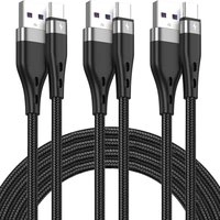 Kit 3 Cabos USB C Carregamento Rápido 4.8A, Reforçado com Nylon Trançado, 1 Metro