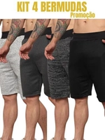 [12,5 CADA] Kit 4 Bermudas Masculinas Moletom para Academia