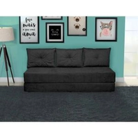 Sofá Cama Bicama Maio Móveis 03 Lugares Slim Suede Preto Preto | R$319