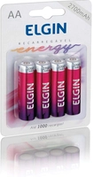 Pilha Recarregável Ni-Mh Aa-2700Mah Blister Com 4 Pilhas, Elgin, Baterias R$48