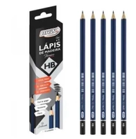 12 Unidades Lápis Preto Técnico HB Sextavado, BRW