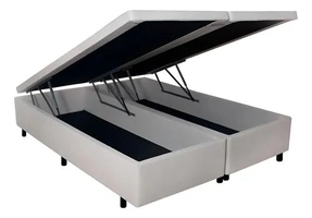 Base Baú Queen 158x198 Courino Areia com Pistão