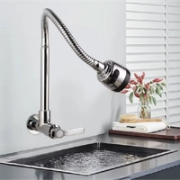  Torneira Inox Prata com chuveiro com rotação de 360° Cozinha Luxo Parede 