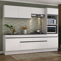 Armário De Cozinha Completa 5 Peças Com Rodapé MP2180 Made Multimóveis Branco/preto