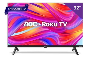 Smart TV 32" HD com HDMI, USB, Wi-Fi e Roku