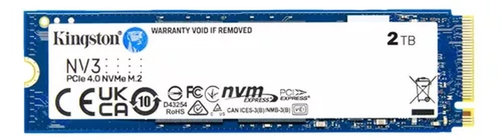 SSD Kingston NV3 M.2 2280 NVMe 2TB – PCIe Gen 4.0, Leitura 6000MB/s, Gravação 5000MB/s, Azul