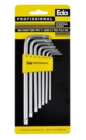 [Prime] Kit Chaves Torx Tipo L Longas Eda Prateado/ Amarelo 7 Peças Longas