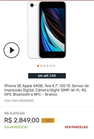 iPhone SE Apple 64GB | R$R$ 2.849