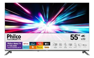Smart TV 55 Philco 4K LED com Roku e Dolby Audio
