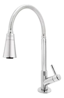 Torneira Cozinha Gourmet Bancada Flexível Dois Jatos Cone Cromado Acabamento Brilhante Cor Prateado