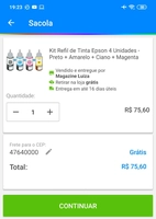 Kit Refil de Tinta Epson 4 Unidades - Preto + Amarelo + Ciano + Magenta - R$76