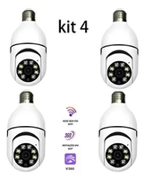 Kit 4 Câmeras Lâmpada 1080p Wi-Fi Visão Noturna