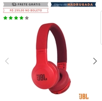 Fone de Ouvido Sem Fio JBL On Ear Headphone Vermelho - JBLE45BTRED - JBLE45BTVRM_PRD