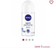 5 Unidades Desodorante Antitranspirante Roll On Nivea Sem Perfume - Valor unitário: 5,90