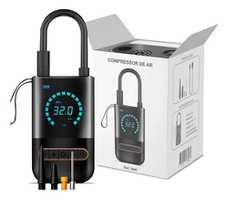 Compressor De Ar Sem Fio Compacto Alta Potência Calibrador Recarregável - Carro, Moto, Bicicleta, Pneus