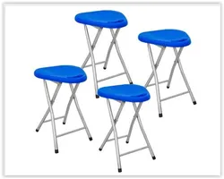 [Ricardo Eletro] Conjunto de 4 Banquetas Dobráveis com Base em Aço e Assento Resistente - Azul - Umobili por R$ 54