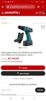 Parafusadeira com Maleta Philco Force | R$149