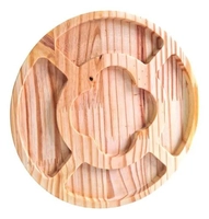 Petisqueira Redonda de Madeira com Flor Central