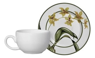 Conjunto 6 Xícaras Café Com Pires Orquídea Alleanza