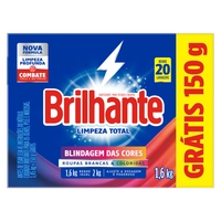Lava Roupas em Pó Limpeza Total Brilhante 1,6kg Grátis 150g