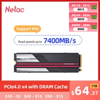 SSD Nvme Netac de 2tb compatível com Playstation 5 - Pcie4.0 x4 dram cache - 7400mbs de leitura