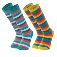 Kit 2 Meias Longas Infantis Listradas Unissex 16-21