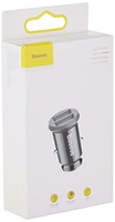 Carregador Veicular Baseus, 2 entradas USB 3.1, Turbo Charger, com Led Preto