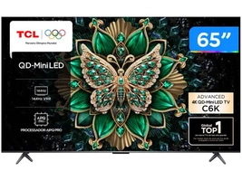 Smart TV 65" TCL 4K UHD MiniLED 65C6K 120Hz Google TV AiPQ Google Assistente 4 HDMI 2 USB