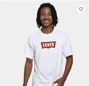 Camiseta Levis Vintage BW Graphic Masculinina Branco Vermelho