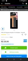 [App] Pilha alcalina duracell AAA e AA 16 unidades | R$30 com cashback