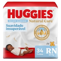 [Rec] Huggies Fralda Premium Natural Care RN 34 Un (Embalagem pode variar)