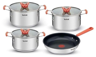 Jogo de Panelas 4 Peças Tefal Opti`space em Inox com Fundo Triplo