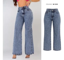 Calça Jeans Wide Leg Cintura Alta