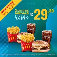 2 McOfertas médias Crispy Tasty no McDonald's - R$29,50