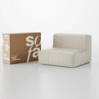 Sofá na Caixa modular 1 lugar em Boucle (Linho, Poltrona)