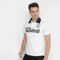 Camisa Polo Corinthians 1995 n° 9 Masculina - Branco e Preto