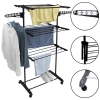 Varal De Chão Vertical Para Roupas 3 Andares Dobrável Portátil Grande