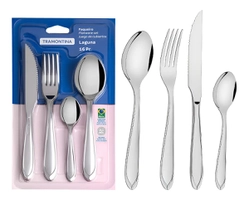 [Leve 2 kits R$ 49,50 cada] Faqueiro Laguna Em Aço Inox 16 Peças Tramontina Cor Cinza