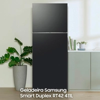 REEMBALADO: Geladeira Samsung Frost Free Duplex RT42 411L - Black Inox - Bivolt - Bivolt