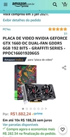 PLACA DE VIDEO NVIDIA GEFORCE GTX 1660 OC DUAL-FAN GDDR5 6GB 192 BITS R$1600