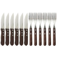 (AME R$25) (SUPER CAÇADOR AME R$17,50) Faqueiro de Madeira para Churrasco Kangoo 12 Peças - Basic+