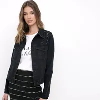 Jaqueta Jeans com Bordado de Pedraria [PP] R$80