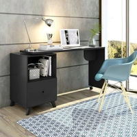 [R$166,50 pelo AME] Escrivaninha com Tampo Giratório 1 Gaveta Carisma Siena Móveis Preto Fosco