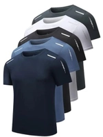 [Leve 8/cada R$ 0,75] Camiseta esportiva masculina seca rápido azul G